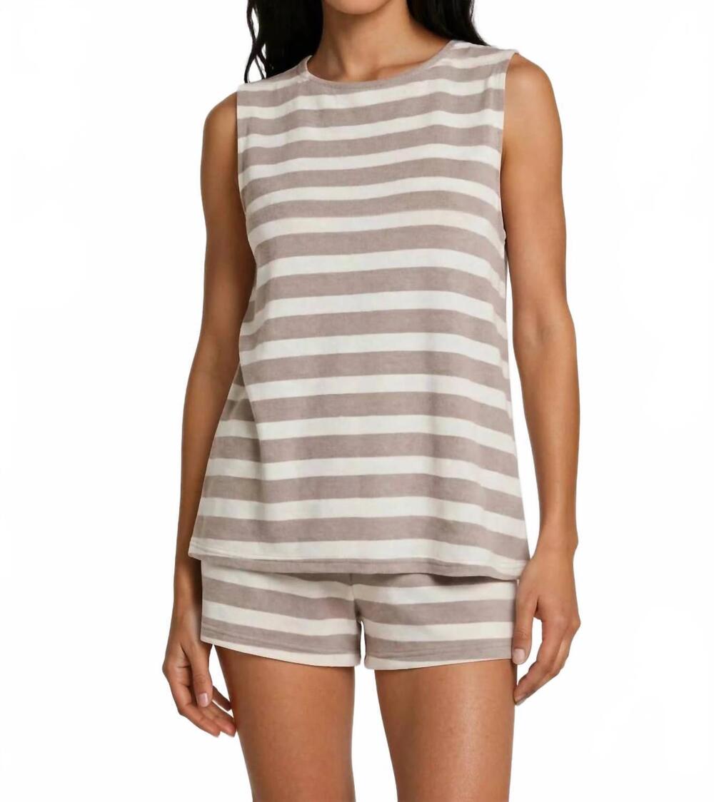 NEW GILLI soft striped tunic in taupe/white
